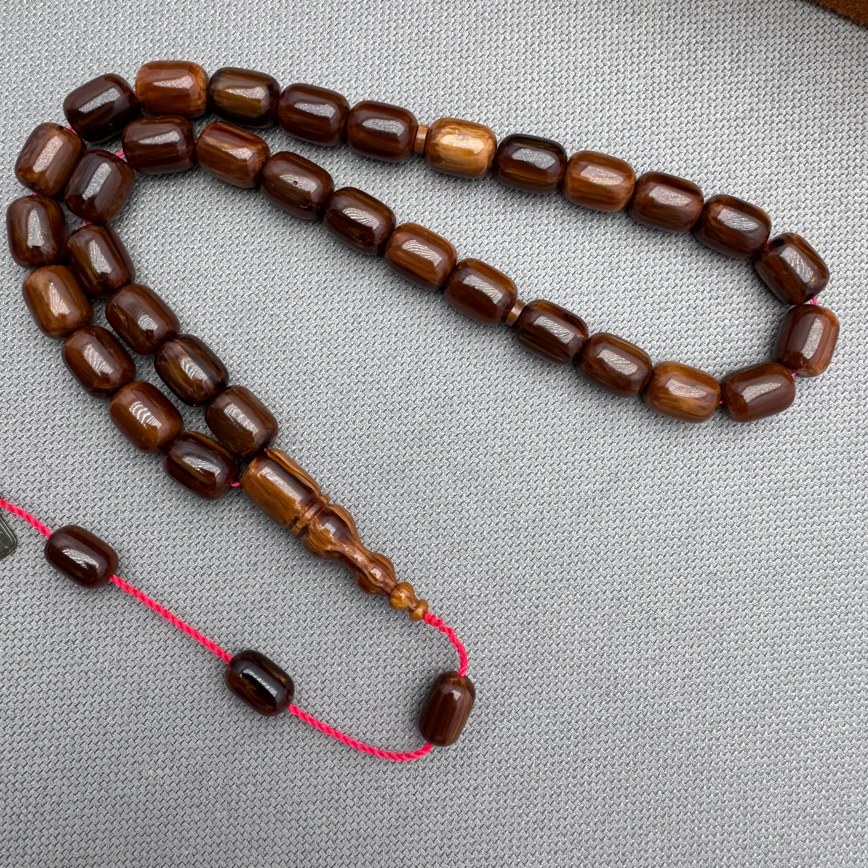 Faaris BEYDUN Usta İşçilikli Kahverengi Hareli Eski Çubuk Malzeme Sıkma Kehribar